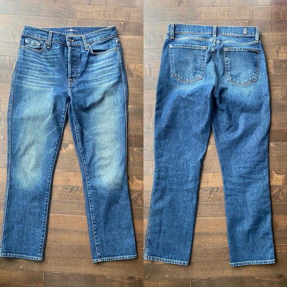 7 For All Mankind Edie High Rise Straight Leg Crop Jeans Size 28 - Picture 4 of 14